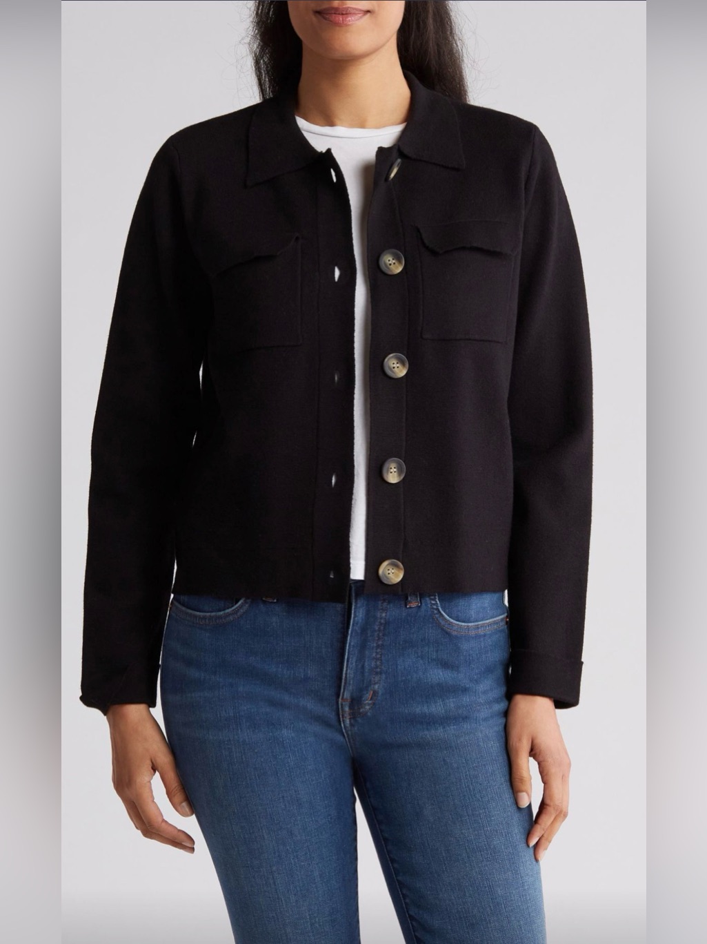 T Tahari Button Front Cardigan Knit Jacket